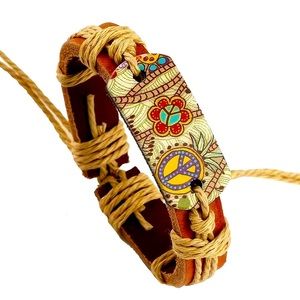 Peace ☮️ Leather Hemp Bracelet
